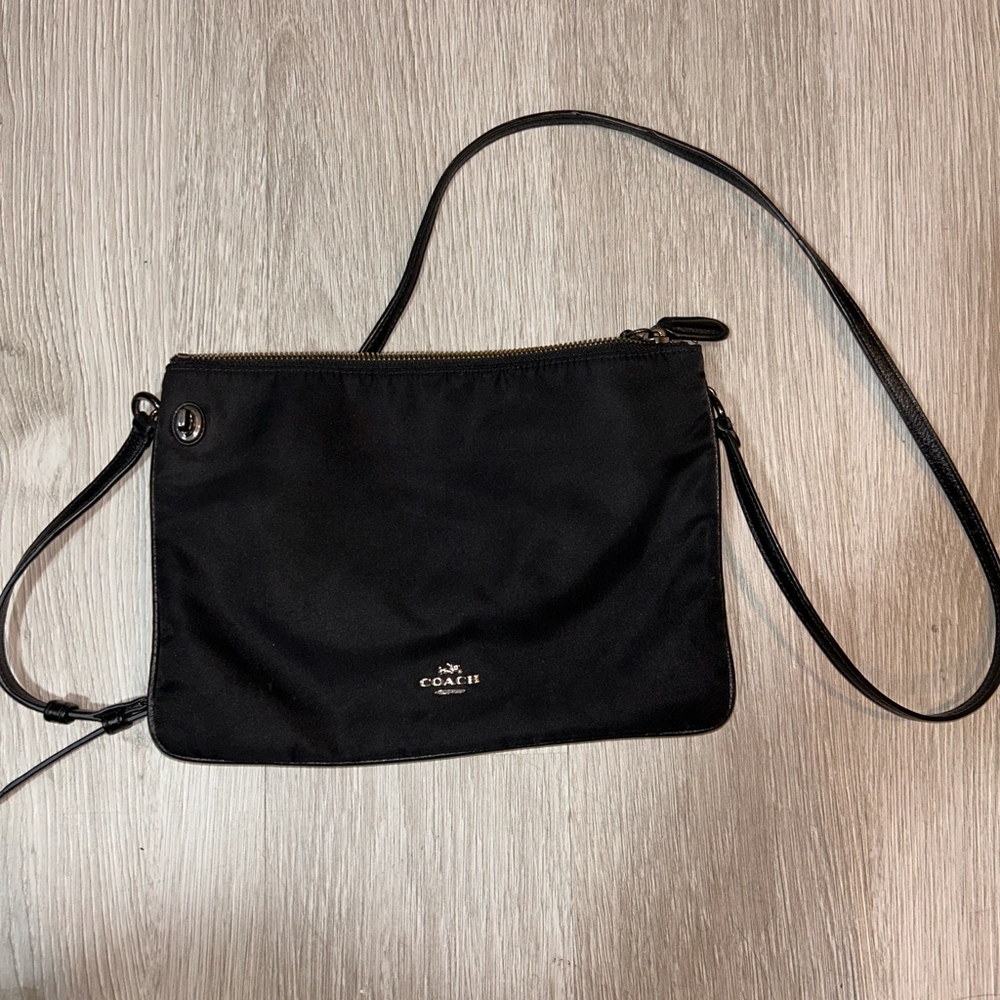 Coach black crossbody bag in black nylon